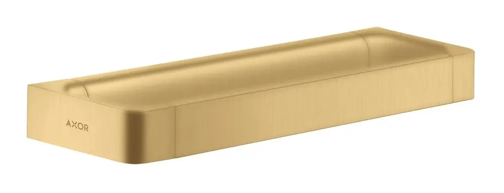 Haltestange mit geschwungener Form und mattem Oberflächenfinish in Goldoptik, gezeichnet mit der Marke AXOR.